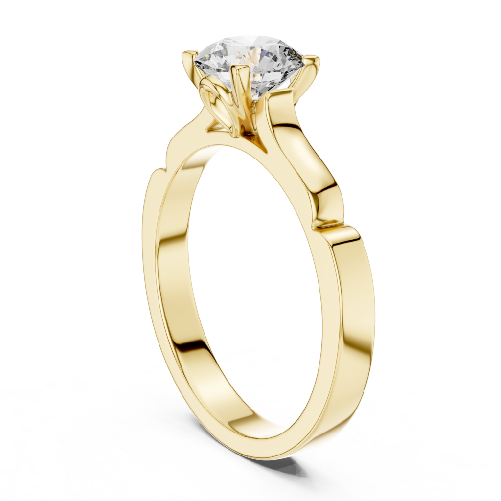 Faceted Band Solitaire Ring
