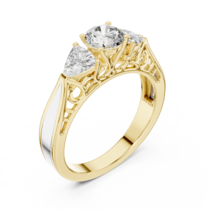 Vintage Filigree Three-Stone Ring