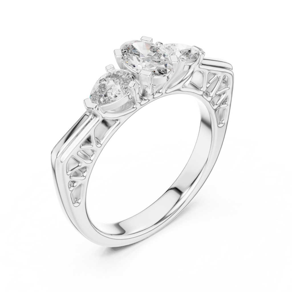Oval Trilogy with Pear Accents Ring
