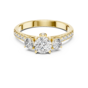 Classic Round Three-Stone Pave Ring